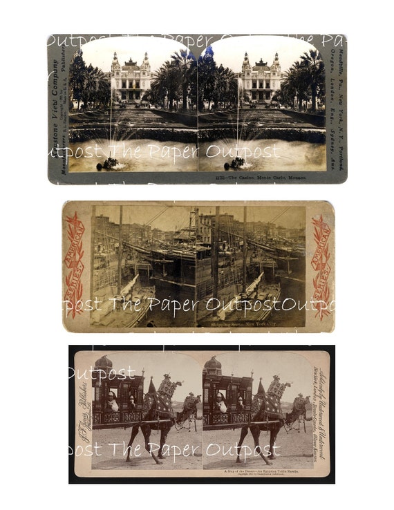 Stereoscopic Photos digital printable kit digital kit digi kit digikit antique photographs pictures vintage images the paper outpost