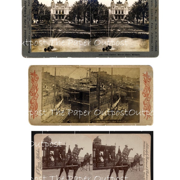 Stereoscopic Photos digital printable kit digital kit digi kit digikit antique photographs pictures vintage images the paper outpost