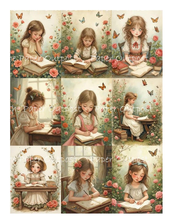 BOOKS ARE BLESSINGS Digikit Printable Image pretty books, whimsical books ThePaperOutpost Pam at the Paper Outpost