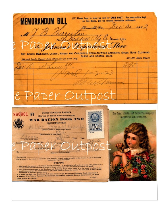 Vintage Ephemera #8 Digital Kit Digital Prints Old Papers Digikit Junk Journal Supplies Handwritten Letters Receipts Digi The Paper Outpost