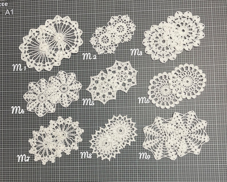 Einzelverkauf, kleine Zierdeckchen aus Baumwolle, handgefertigte weiße Deckchen, Untersetzer, Platzset, Tischdeckchen Bild 1