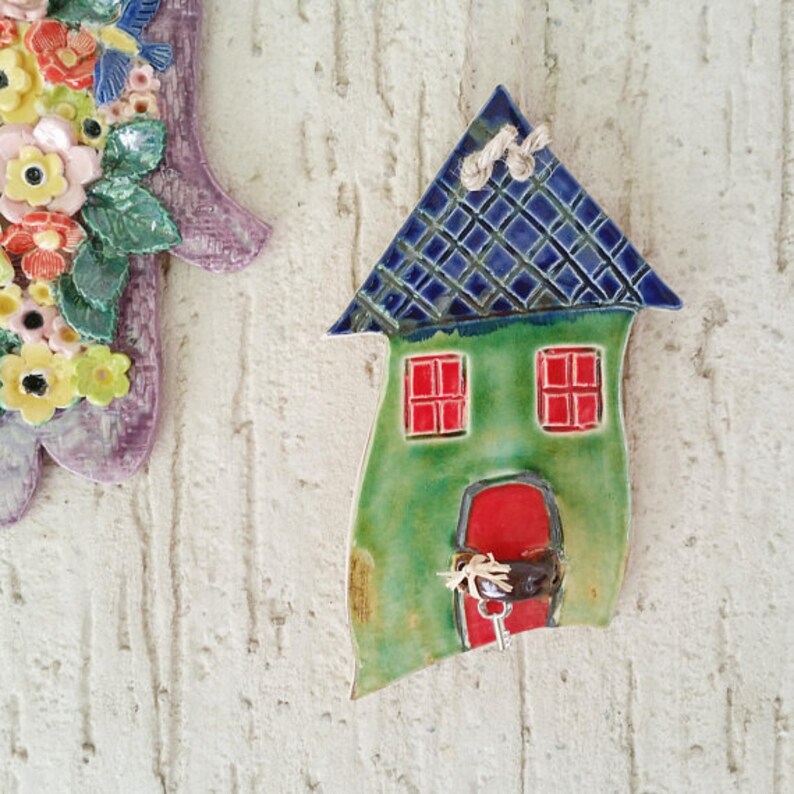 Ceramic House Wall Hanging Art House Ornaments Etsy