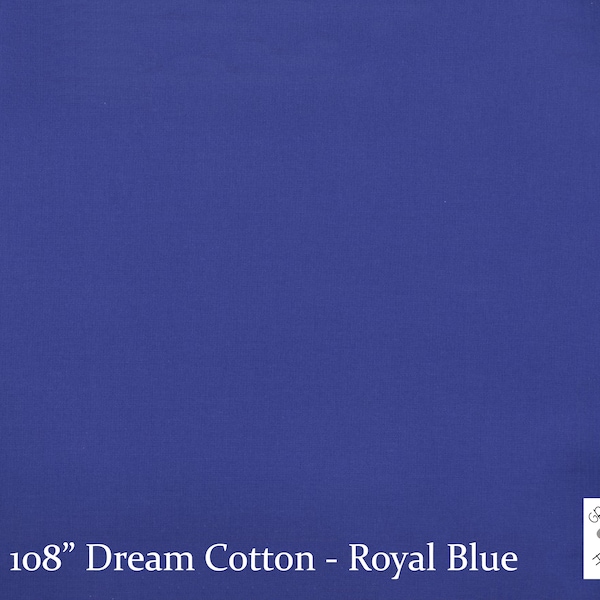 108 « Dream Cotton Royal Blue Quilting Cotton Fabric, 108 larges tissu de support de couette, Blanc, Noir, Rouge, Bleu Royal, Bleu Marine