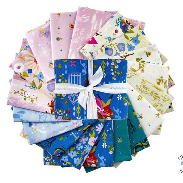 Riley Blake Little Brier Rose Fat Quarter Bundle 18 pcs Main Midnight Sparkle for Riley Blake Designs / Riley Blake Designs by Jill Howarth