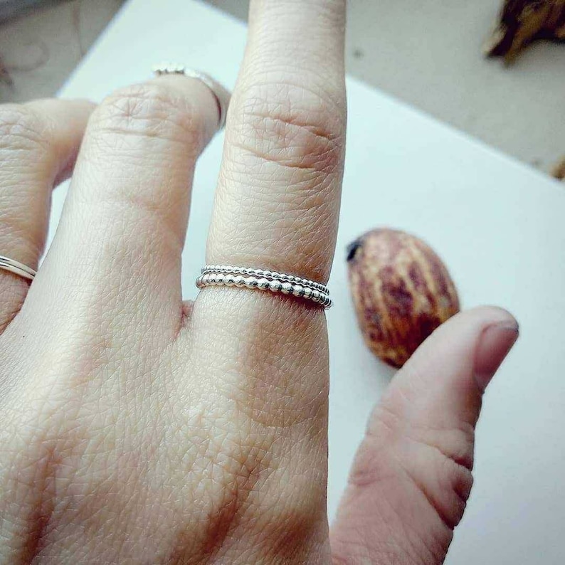 Stacking Rings Beaded Ring Very Thin Ring Delicate Ring Eco-friendly Ring Recycled Silver Ring Midi Ring Dainty Ring Handmade Ring