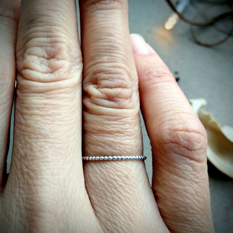 Stacking Rings Beaded Ring Very Thin Ring Delicate Ring Eco-friendly Ring Recycled Silver Ring Midi Ring Dainty Ring Handmade Ring