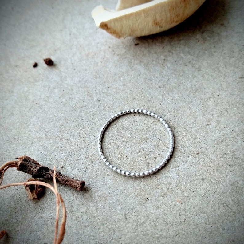 Stacking Rings Beaded Ring Very Thin Ring Delicate Ring Eco-friendly Ring Recycled Silver Ring Midi Ring Dainty Ring Handmade Ring