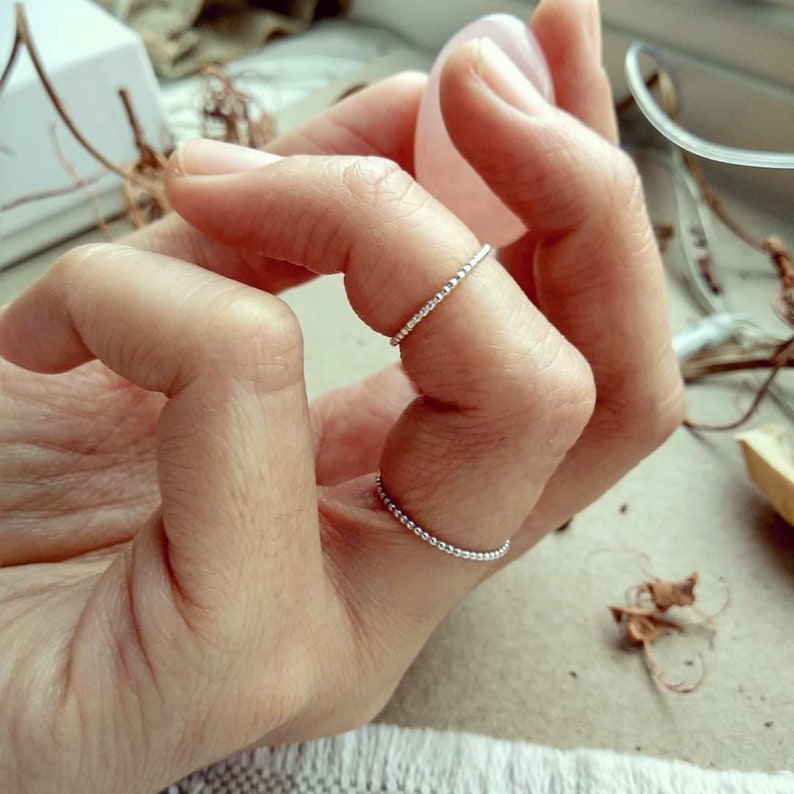 Stacking Rings Beaded Ring Very Thin Ring Delicate Ring Eco-friendly Ring Recycled Silver Ring Midi Ring Dainty Ring Handmade Ring