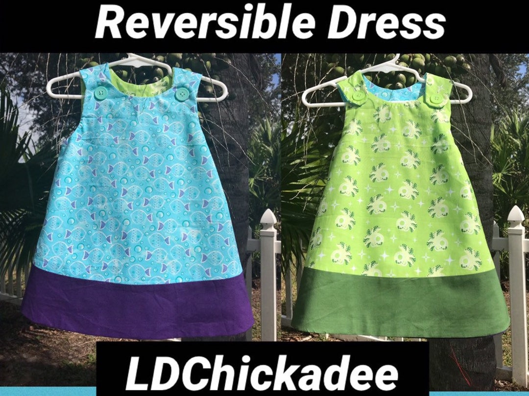 Reversible Baby Jumper Dress in Green Octopus and Blue Fish 18 Etsy