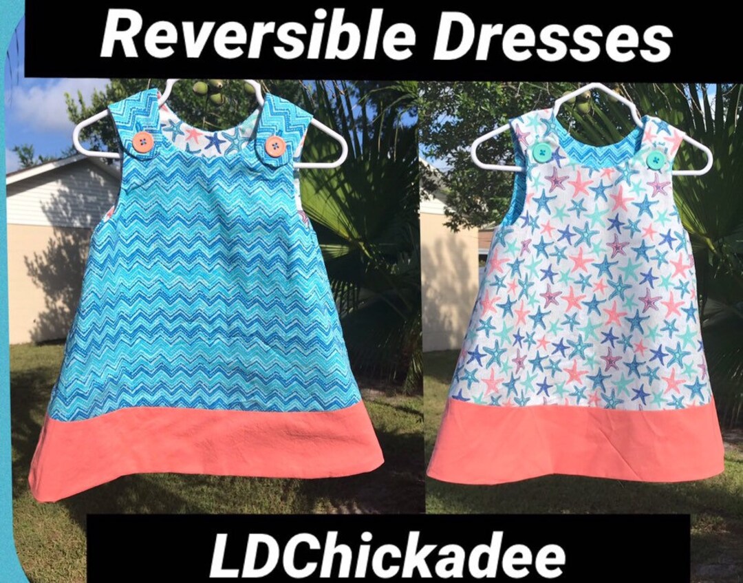 Reversible Baby Jumper Dress in Starfish and Blue Stripes 18 Etsy