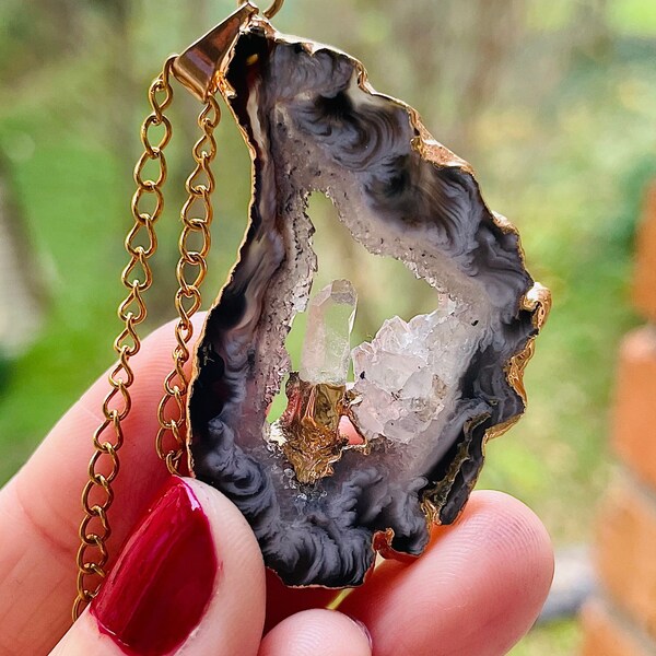 Collier agate/ cristal de roche