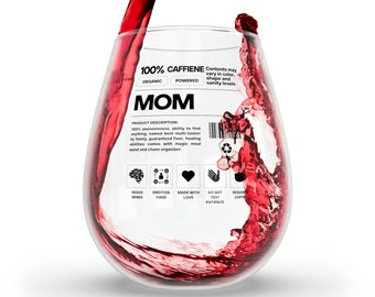 100% Mom Stemless Wine Glass, 11.75oz