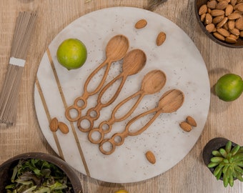 Design Natural Wooden Spoon, Hand Carved Organic Kitchen Utensils, Natural Timber Tableware, Handmade Vintage Serving Wood Spoons, Present