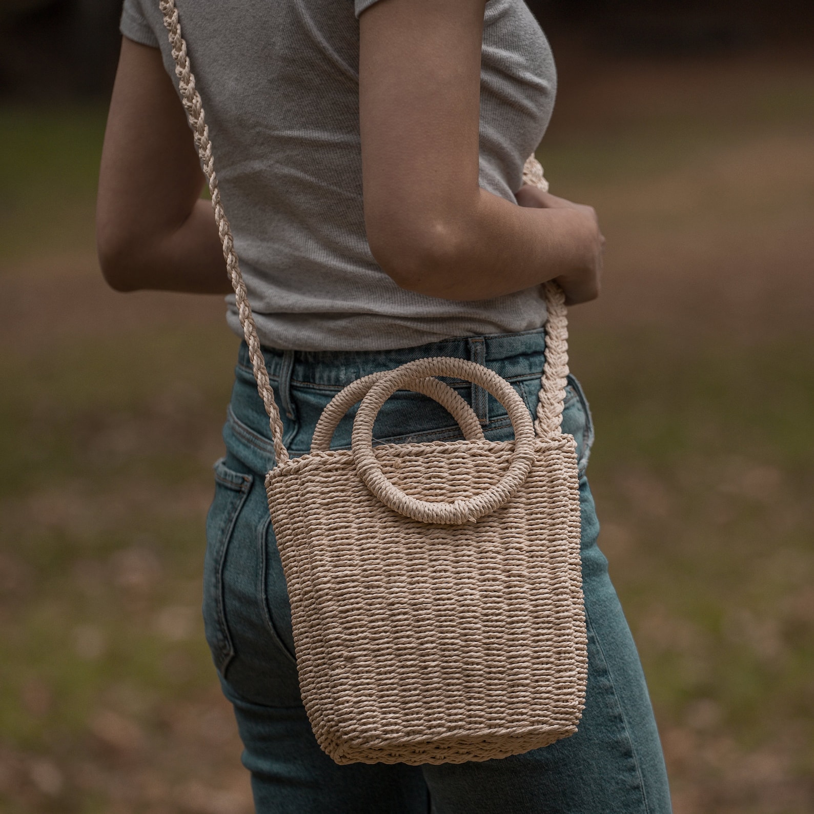 Natural Cross Body Straw Bag Round Handle Hand Woven Rattan Etsy Australia