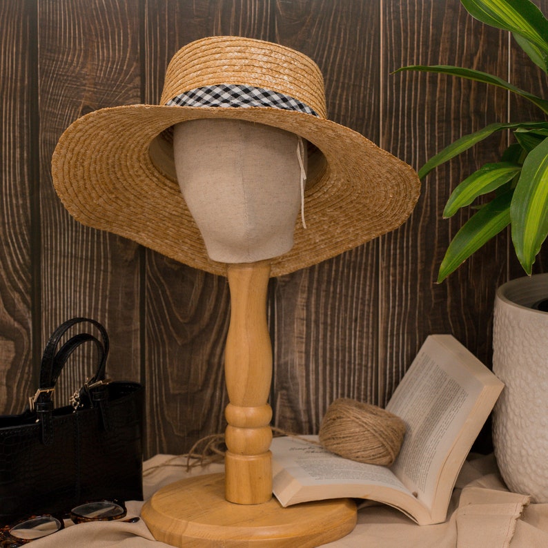 Cloche paja barco ancho ala sombrero afijado banda, Vintage Retro elegante disquete ratán sombrero Boho Chic verano mujer Seagrass sun sombreros imagen 6