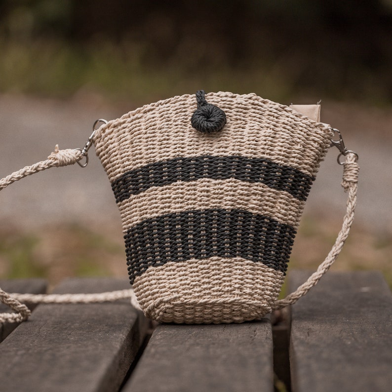 Natural Cross Body Straw Bag, Hand Woven Rattan Handbag, Sustainable Bohemia Wicker Summer Beach Clutch, Seagrass Shoulder Eco Tote Gift image 3