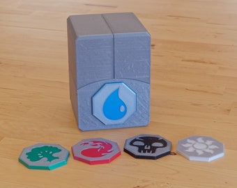 STL files for 100 card (Commander) customisable deck box with magnetic latch.