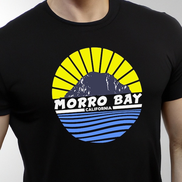 Morro Bay California Shirt, Morro Rock T-shirt, San Luis Obispo Beach Waves Sunset Graphic Tee Men Women Gift TShirt