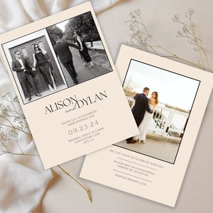 Minimalist Photo Wedding Invitation | Modern Simple Wedding Invite | Classic Elegant Wedding Invitation |  Digital File |Editable Invitation