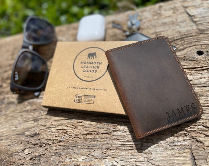 LEATHER WALLET with 3 card slots | Minimalist Leather Wallet | Mens Leather Wallet | Personalized Gifts | Personalized Gift for DAD