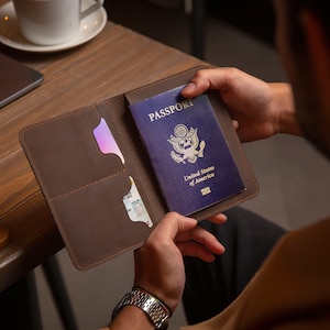 Personalized Full Grain Leather Passport Holder: Travel Gift