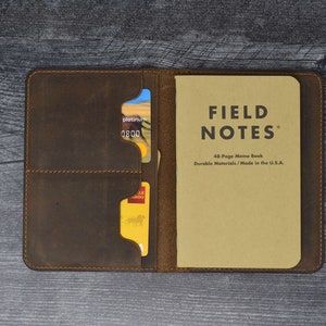 Field Notes Leather Cover - Journal Cover - Crazy Horse Personalized Leather Field Notes Wallet, Field Notes Cover - MLG011