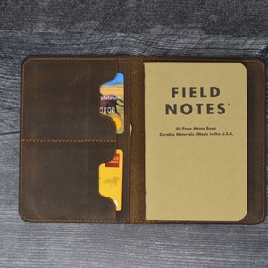 Camel Leather Field Notes Cover: Personalized Journal Wallet
