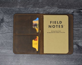 Field Notes Leather Cover - Journal Cover - Crazy Horse Personalized Leather Field Notes Wallet, Field Notes Cover - MLG011