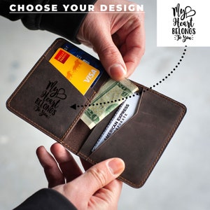 Cartera de cuero para hombre Cartera delgada Cartera de cuero personalizada Cartera de cuero para hombre Cartera de regalo para hombre Cartera de cuero