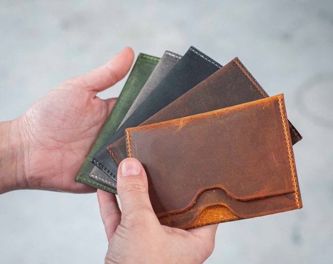 Engraved wallet Personalized Wallet Mens leather wallet Minimalist wallet Gift for him Mens gift wallet