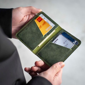 Billetera de bolsillo frontal, Billetera para hombre, Billetera de cuero minimalista, Billetera DELGADA, Billetera de CUERO PERSONALIZADA, Billetera de cuero para hombre