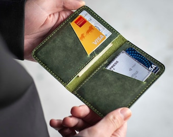 Personalized Leather Wallet: Slim Bifold Front Pocket Wallet