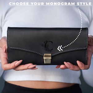 Cartera de mujer, cartera de cuero, cartera con monograma, regalo para el día de la madre, cartera personalizada, cartera con monograma, cartera con monograma, cartera para mujer, regalos