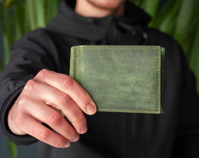 Personalized Genuine Leather Money Clip - Custom Engraved Gift for Husband, Dad, or Him