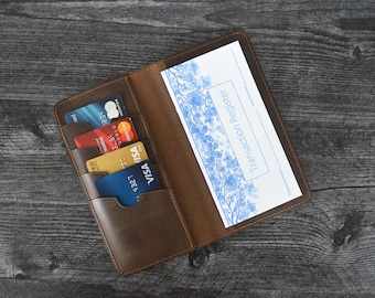 Personalized Full Grain Leather Checkbook Cover Wallet
