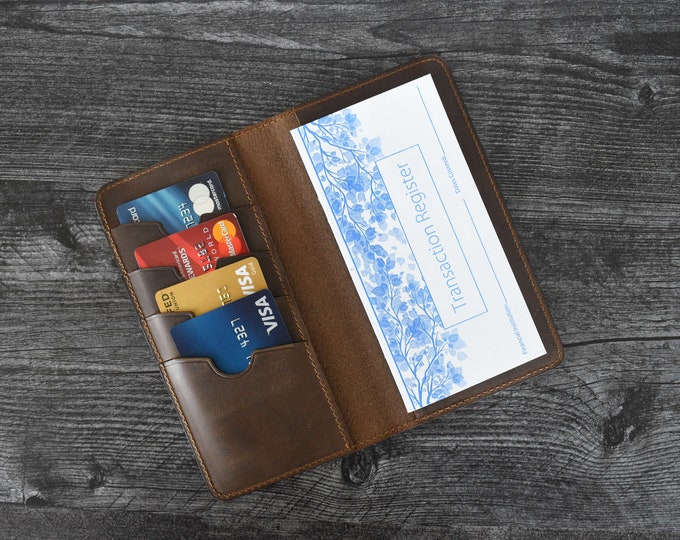 Checkbook Cover,  Finance Register,  Custom Checkbook Wallet, Personalized Checkbook Leather,  Wife Checkbook Cover Leather - MLG014