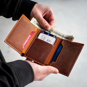 Cartera de cuero para hombre, Cartera para hombre, Cartera para hombre TRIFOLD, Cartera de cuero para hombre, Cartera de cuero PERSONALIZADA