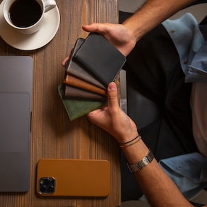 Cartera de bolsillo frontal, cartera para hombre, cartera de cuero minimalista, cartera SLIM, cartera de cuero personalizada, cartera de cuero para hombre