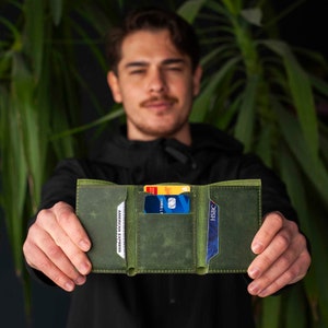 Cartera de cuero PERSONALIZADA, Cartera de cuero para hombre, Cartera para hombre, Cartera para hombre TRIFOLD, Cartera de CUERO para hombre