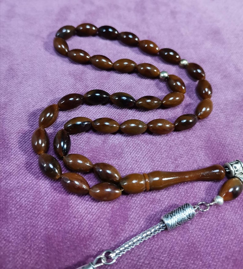 Brown Amber Tasbih Turkish Prayer Beads 33 Pcs Islamic Etsy