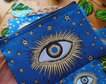 Blue Evil Eye Authentic Wallet, Handmade Turkish Coin Purse, Blue Wedding Gift, Cute Pencil Case, Teacher Gift, Blue Makeup Bag, Coin Pouch