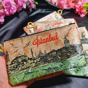 Istanbul Authentic Velvet Wallet, Turkish Coin Purse, Ottoman Mosque Motif Wallet, Handmade Authentic Makeup Bag, Bohemian Green Pencil Case