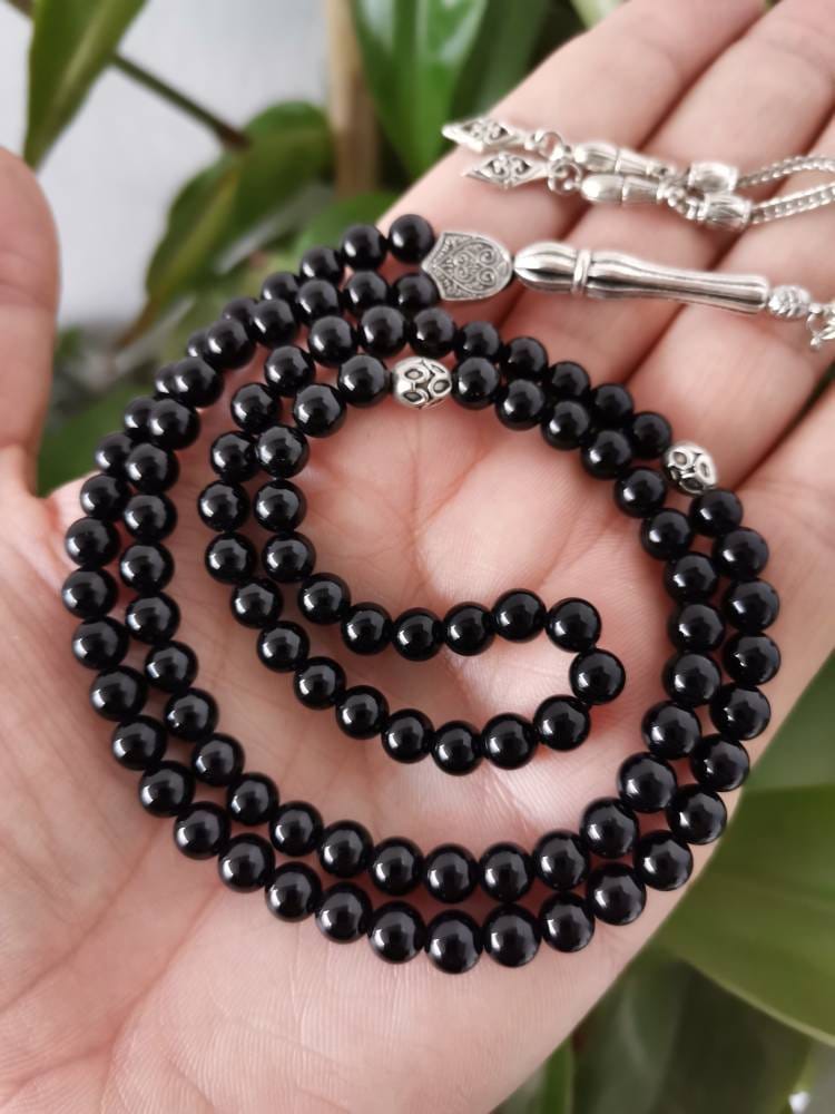 Black Onyx Tasbih: 99 Islamic Misbaha, 6 Mm Small Beaded Rosary