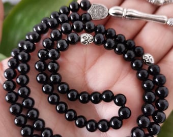 10 Mm X 99 SCHWARZ ONYX Akeek-e-Sulemani GEBET PERLEN ISLAMISCH TASBIH