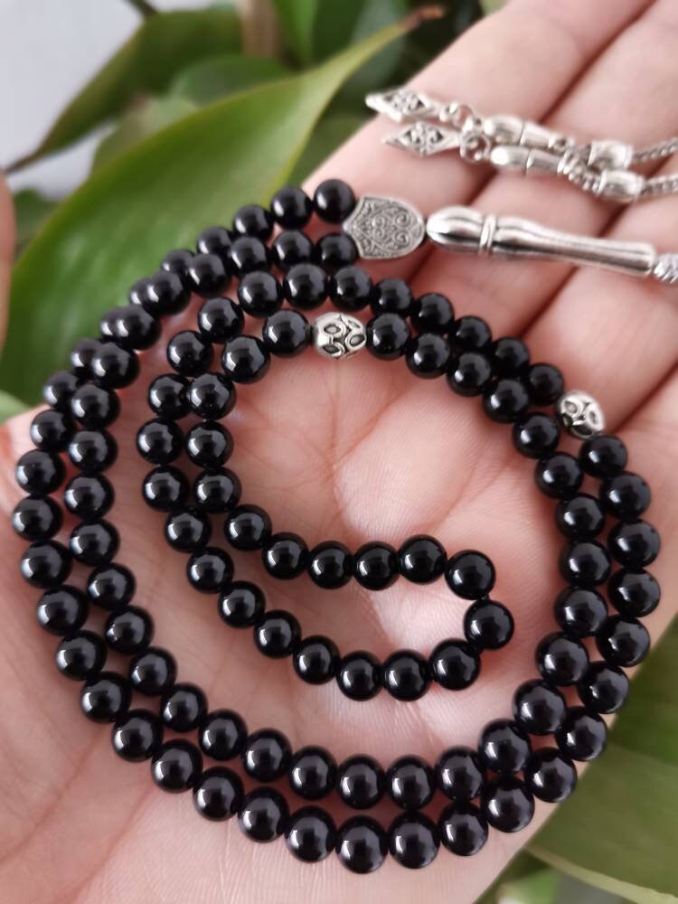Black Onyx Tasbih: 99 Islamic Misbaha, 6 Mm Small Beaded Rosary - Etsy