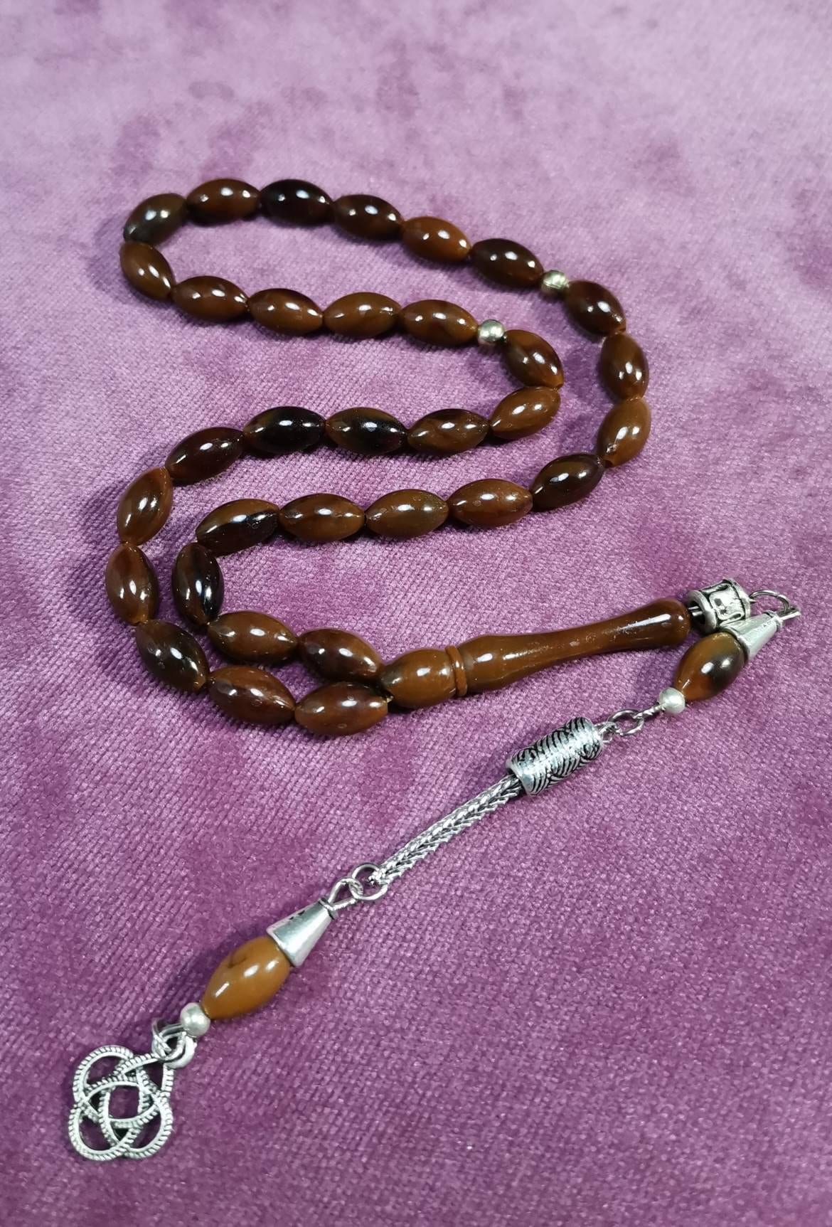Brown Amber Tasbih Turkish Prayer Beads 33 Pcs Islamic | Etsy