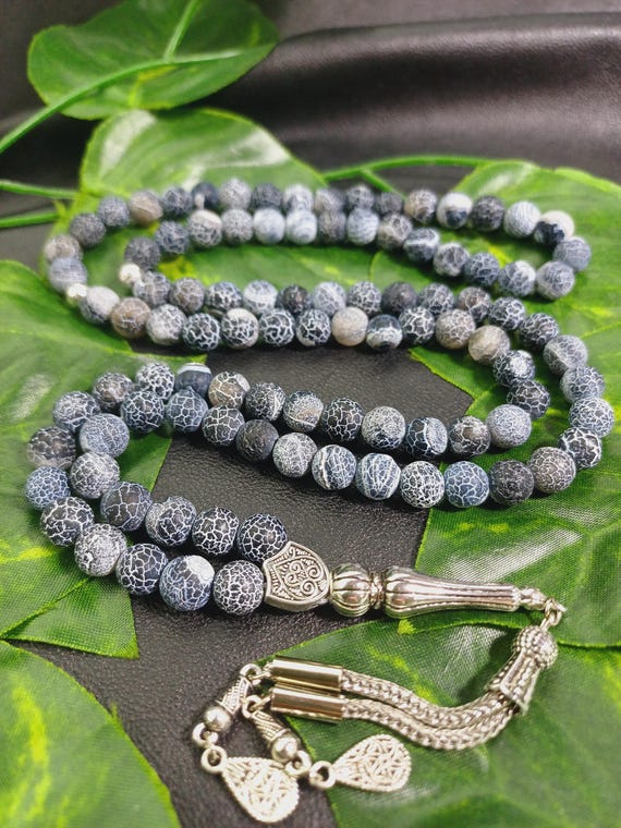 99 Agate Tasbih, Ramadan Gift, Black Aqeeq Rosary, Aqiq Islamic