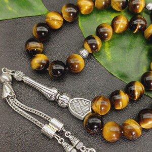 Tigers Eye Prayer Beads, 10 mm Large Natural Stone Misbaha image 5