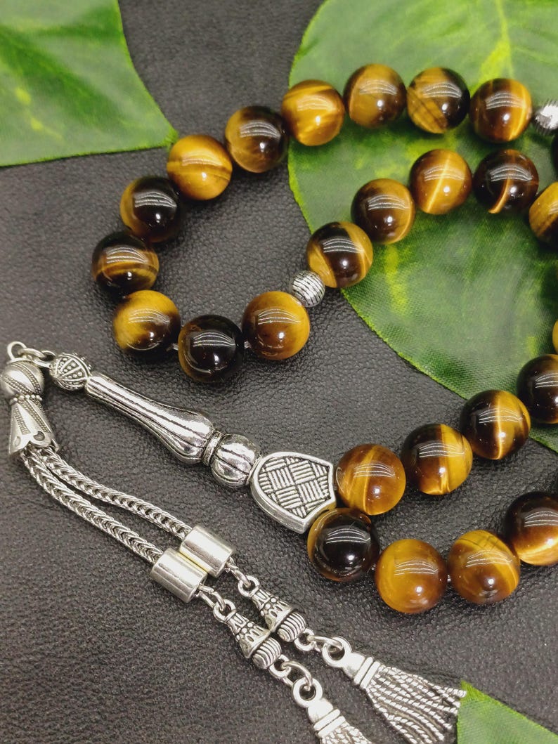 Tigers Eye Prayer Beads, 10 mm Large Natural Stone Misbaha image 5