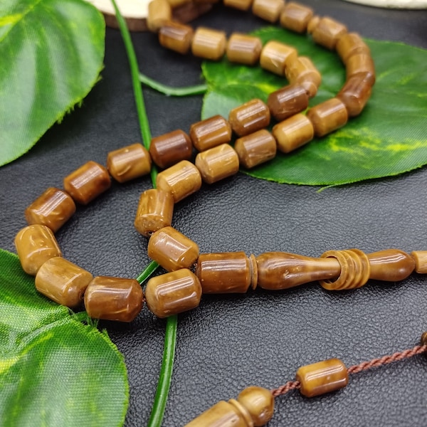 Tasbih élégant en bois de coca, Kuka Tesbih taille capsule spéciale, 33 pcs misbaha islamique, perles de prière musulmanes, chapelet de perles d'inquiétude